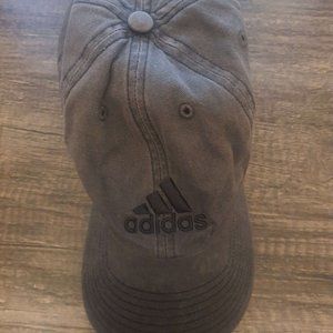 Adidas Aeroready Black Strapback Adjustable Baseball Hat 100% Cotton Distressed